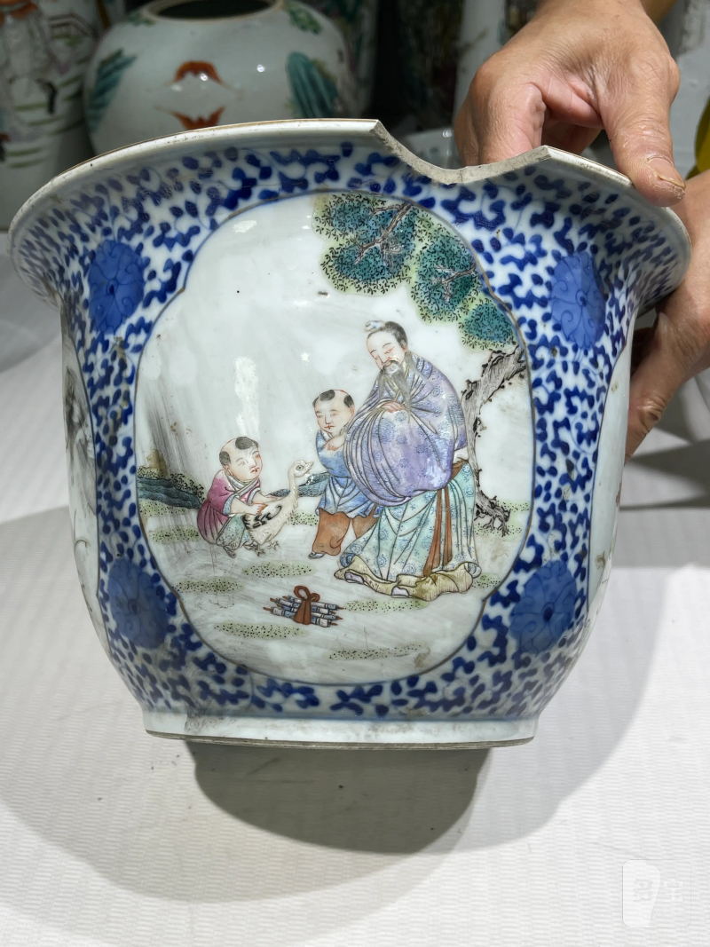清代 粉彩花盆七件 - 图21